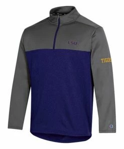 Deals 𧨠Champion LSU Tigers Color Block Gameday Quarter-Zip Pullover - Men π―