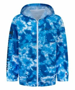Cheapest 😉 Champion Bozetto Blue & White Tie-Dye 'Champion' Hooded Windbreaker - Boys 🎉