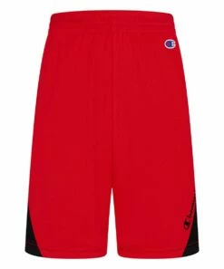 Champion Sales 20 New π Champion Scarlet & Black Angled Peek Shorts - Boys π§¨