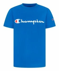 Hot Sale ❤️ Champion Bozetto Blue & White Logo Tee - Boys ❤️
