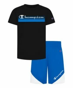 Best reviews of ⌛ Champion Black Logo Tee & Bozetto Blue Shorts - Boys ⭐