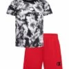 Flash Sale 🎁 Champion Black Tie-Dye Crewneck Tee & Scarlet Crush Shorts - Toddler & Boys 👍