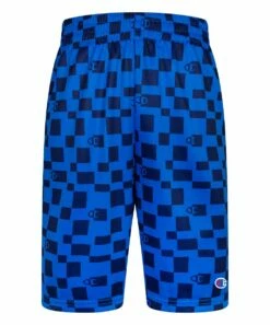 Discount π Champion Bozetto Blue & Navy Checker Interlock Shorts - Boys π