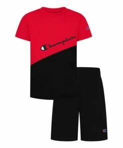 Top 10 🔔 Champion Scarlet Logo Tee & Black Shorts - Toddler & Boys ❤️