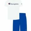Best Pirce 👍 Champion White Classic Script Short-Sleeve Tee & Bozetto Blue Shorts - Toddler & Boys 🧨