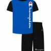 Outlet 🌟 Champion Bozetto Blue Logo Crewneck Tee & Black Shorts - Toddler & Boys 💯