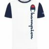 Promo 👏 Champion White & Navy Color Block Logo Tee - Boys 🛒