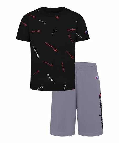 Cheapest π Champion Black Allover Logo Tee & Concrete Shorts - Toddler & Boys π₯° 1 Cheapest π Champion Black Allover Logo Tee & Concrete Shorts - Toddler & Boys π₯°