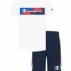 Top 10 ❤️ Champion White Wavy Crewneck Tee & Navy Shorts - Toddler & Boys 😉