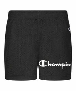 Cheapest π Champion Black Logo Essential Mesh Shorts - π§ Girls π€©