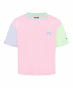 Best Pirce 🤩 Champion Pink 🍬 Candy & Mint Color-Block Logo Boxy Tee - 👧 Girls ⭐