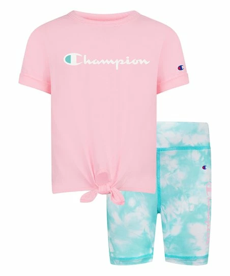 Top 10 π Champion Pink π¬ Candy Tie-Front Tee & Aruba Blue Tie-Dye Biker Shorts - Toddler & π§ Girls π 1 Top 10 π Champion Pink π¬ Candy Tie-Front Tee & Aruba Blue Tie-Dye Biker Shorts - Toddler & π§ Girls π
