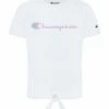 Cheap ⌛ Champion White Logo Script Tie-Front Tee - 👧 Girls ⭐