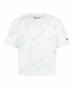 Hot Sale ⌛ Champion White & Blue Logo Boxy Tee - 👧 Girls 🧨