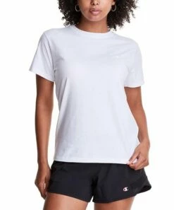 Promo 😉 Champion White The Classic Crewneck Tee - 👩 Women ✔️