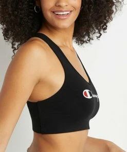 Best Pirce 😍 Champion Black The Authentic Logo Sports Bra 🌟 -Champion Sales zu102022804 alt 4 tm1655917912