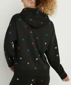 Wholesale 😉 Champion Black Tossed Logo Powerblend Relaxed Hoodie - 👩 Women ❤️ -Champion Sales zu102022882 alt 2 tm1655917912