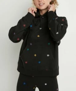 Wholesale 😉 Champion Black Tossed Logo Powerblend Relaxed Hoodie - 👩 Women ❤️