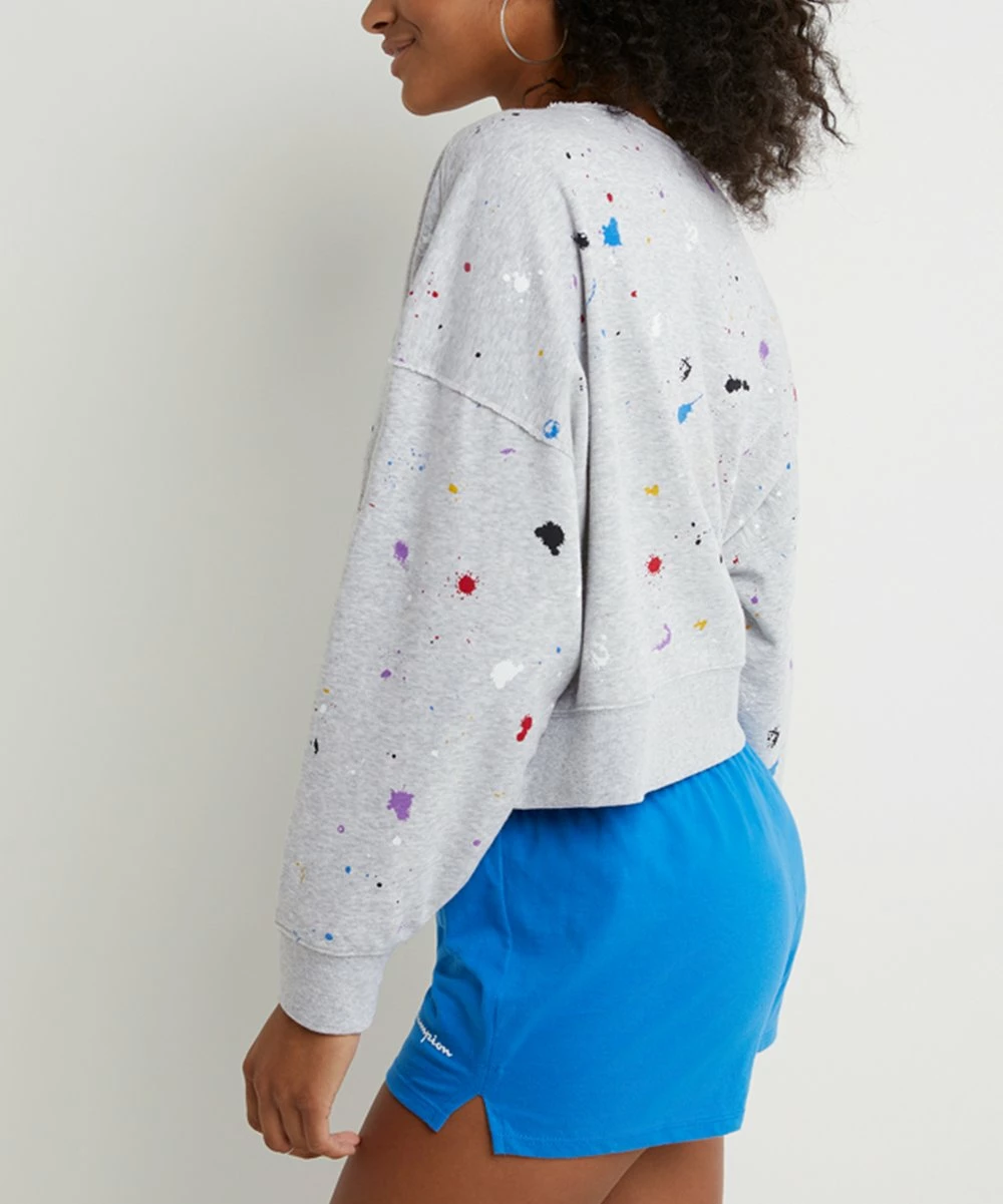 Wholesale π Champion Heather Oxford Gray Paint Splatter Campus Distressed-Neck Sweatshirt - π© Women π 2 Wholesale π Champion Heather Oxford Gray Paint Splatter Campus Distressed-Neck Sweatshirt - π© Women π - Image 2
