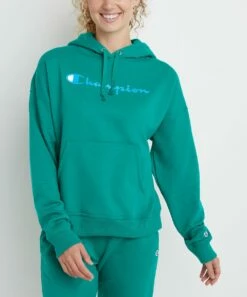 Wholesale 👏 Champion Emerald Night Powerblend Relaxed Hoodie - 👩 Women 😍