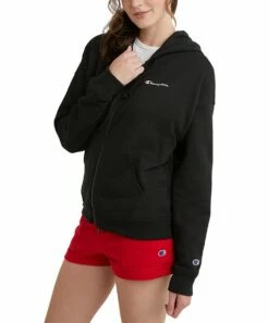 Budget 🛒 Champion Black Powerblend Zip-Up Hoodie - 👩 Women 🥰 -Champion Sales zu102028955 alt 2 tm1655917912