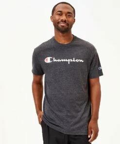 Cheap 🎁 Champion Ebony Heather Powerblend Crewneck Tee - Men 🧨