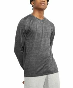 Deals π₯ Champion Black Heather Camo Jacquard Long-Sleeve Tee - Men π