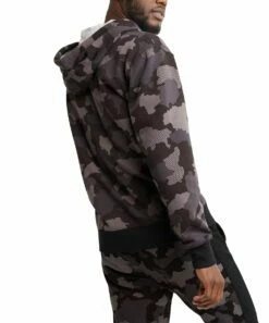Discount 👍 Champion Gray & Black Camo Mesh Fleece Button-Front Hoodie - Men 🤩 -Champion Sales zu102039614 alt 2 tm1663608978