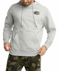 Cheap 🔥 Champion Oxford Gray Powerblend Hoodie - Men 🎉
