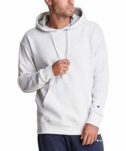 Brand new 👏 Champion Oatmeal Heather Logo Powerblend Hoodie - Men 🥰