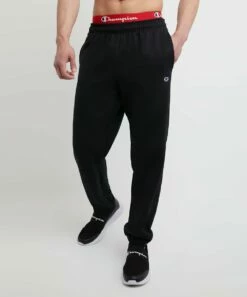 Best Pirce ⌛ Champion Black Logo Relaxed-Hem Powerblend Sweatpants - Men 🔔