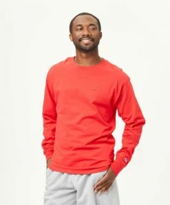 Hot Sale 🤩 Champion Scarlet Logo Classic Long-Sleeve Tee - Men 😉