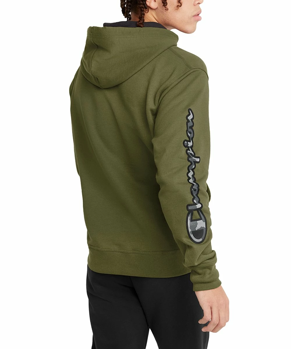 Outlet 🥰 Champion Olive & Black Camo Kangaroo Pocket Powerblend Hoodie - Men ❤️ 2 Outlet 🥰 Champion Olive & Black Camo Kangaroo Pocket Powerblend Hoodie - Men ❤️ - Image 2