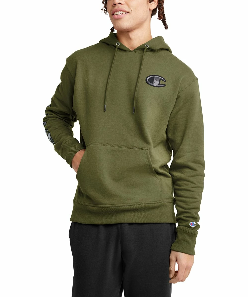 Outlet 🥰 Champion Olive & Black Camo Kangaroo Pocket Powerblend Hoodie - Men ❤️ 1 Outlet 🥰 Champion Olive & Black Camo Kangaroo Pocket Powerblend Hoodie - Men ❤️