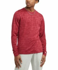 Deals 💯 Champion Cranberry Tart Camo Jacquard Long-Sleeve Tee - Men ⌛