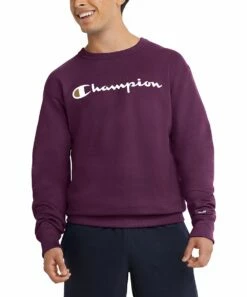 Budget 🧨 Champion Plum Port 'Champion' Crewneck Sweatshirt - Men 🛒