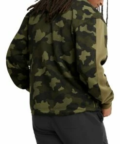 Promo 😉 Champion Olive & Brown Camo Mesh 'Champion' Fleece Crewneck Sweater - Men 🌟 -Champion Sales zu102046885 alt 2 tm1663608978
