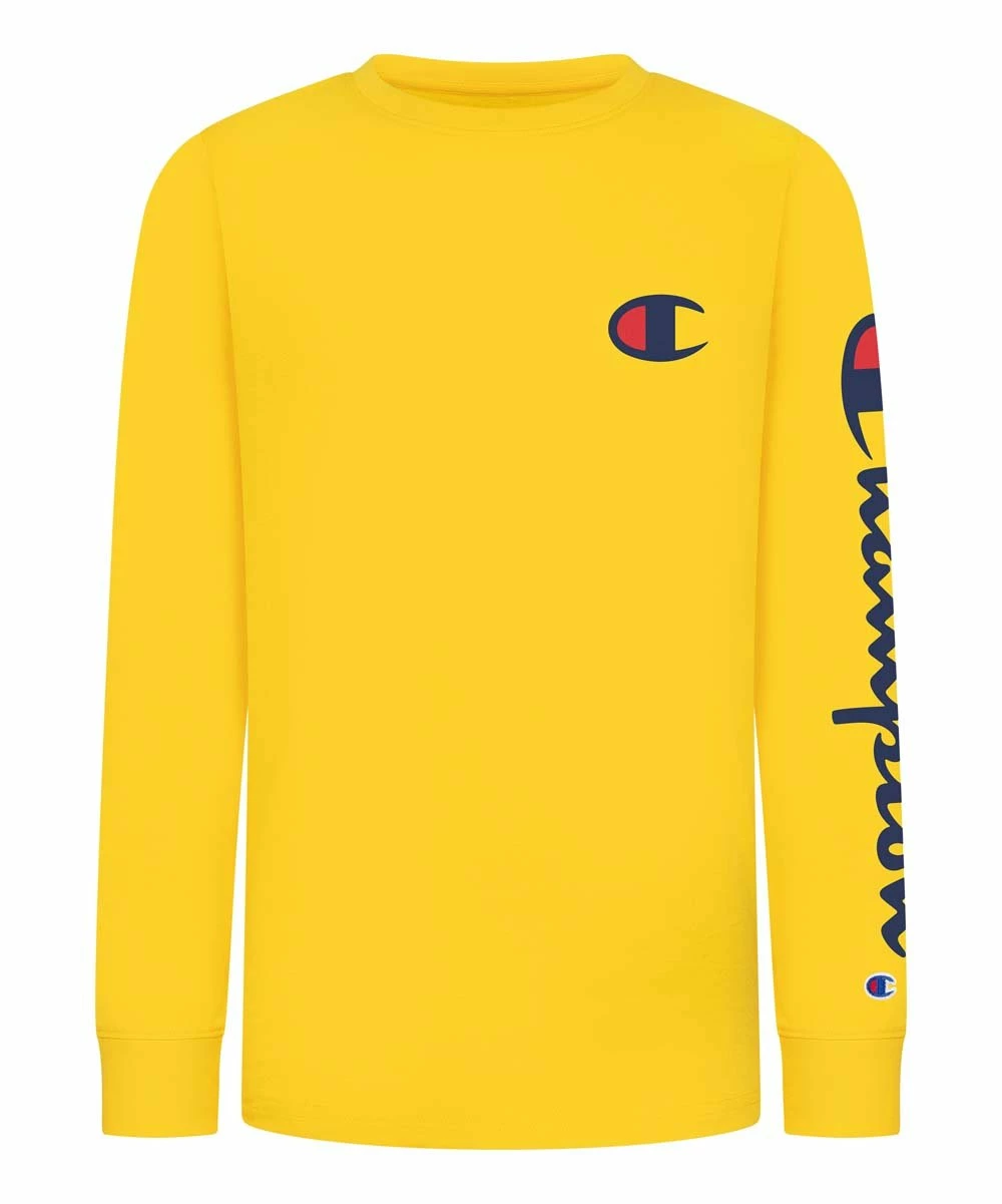Outlet π Champion Team Gold Logo Patch Long-Sleeve Tee - Boys π 1 Outlet π Champion Team Gold Logo Patch Long-Sleeve Tee - Boys π