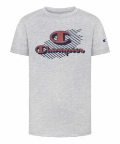 Outlet 🔥 Champion Oxford Heather & Red Streaks Logo Tee - Boys 🛒
