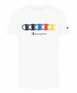 Cheap 😉 Champion White 'Champion' Ring Logo Crewneck Tee - Boys 💯