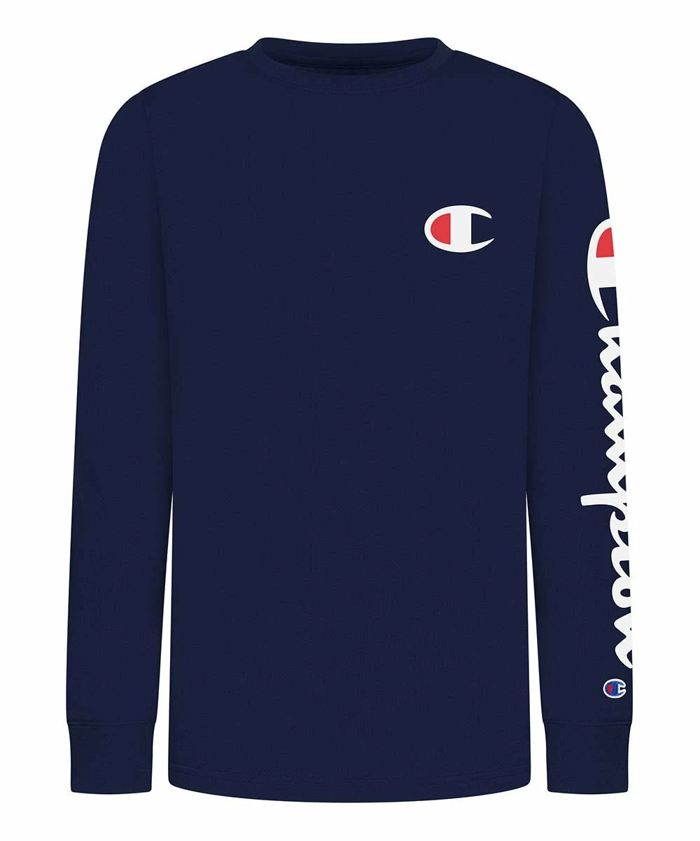 Cheapest ⌛ Champion Navy Logo Patch Long-Sleeve Tee - Boys ✨ 1 Cheapest ⌛ Champion Navy Logo Patch Long-Sleeve Tee - Boys ✨