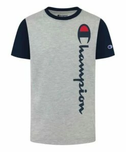 Cheapest 😀 Champion Oxford Heather & Navy Color Block 'Champion' Vertical Crewneck Tee - Boys ✨
