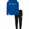 Hot Sale 🎉 Champion Bozetto Blue Splatter 'Champion' Fleece Hoodie & Black Joggers - Toddler & Boys 🛒