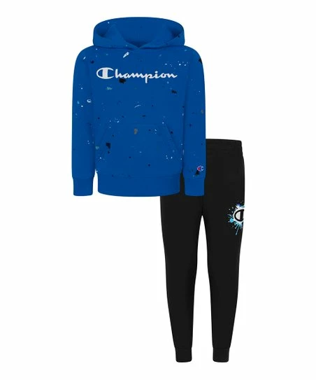 Hot Sale π Champion Bozetto Blue Splatter 'Champion' Fleece Hoodie & Black Joggers - Toddler & Boys π 1 Hot Sale π Champion Bozetto Blue Splatter 'Champion' Fleece Hoodie & Black Joggers - Toddler & Boys π