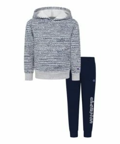 Coupon 😉 Champion Oxford Heather Hand-Drawn Fleece Hoodie & Navy Joggers - Toddler & Boys 🤩