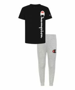 Outlet 👍 Champion Black 'Champion' Essential Signature Tee & Oxford Heather Joggers - Toddler & Boys ✨