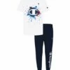Flash Sale 🔥 Champion White Cutout Splatter Logo Tee & Navy Joggers - Toddler & Boys ⌛