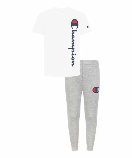 Discount π₯° Champion White 'Champion' Essential Signature Tee & Oxford Heather Joggers - Toddler & Boys β 1 Discount π₯° Champion White 'Champion' Essential Signature Tee & Oxford Heather Joggers - Toddler & Boys β