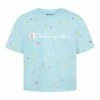 Flash Sale 🎁 Champion Blue Mist & White Paint Splatter Logo Boxy Tee - 👧 Girls 🎁