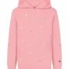 Deals 🌟 Champion Guava Pink Multicolor Tossed C Logo AOP Fleece Hoodie - 👧 Girls 🔥